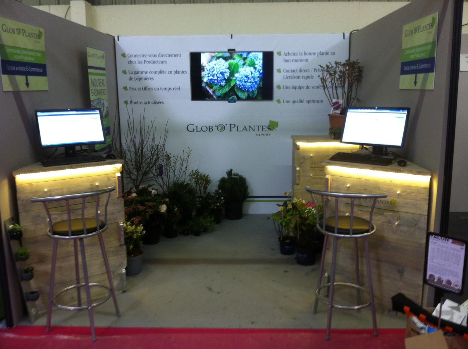 Beursstand van Glob'O'Plantes voor de Europese plantenmarkt